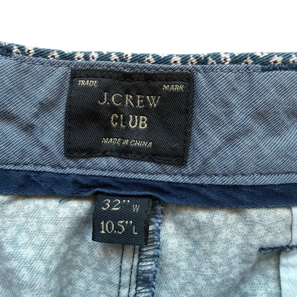 J.Crew Club Chino Shorts Mens 32 Blue White Ditsy Floral Print Flat Front Cotton